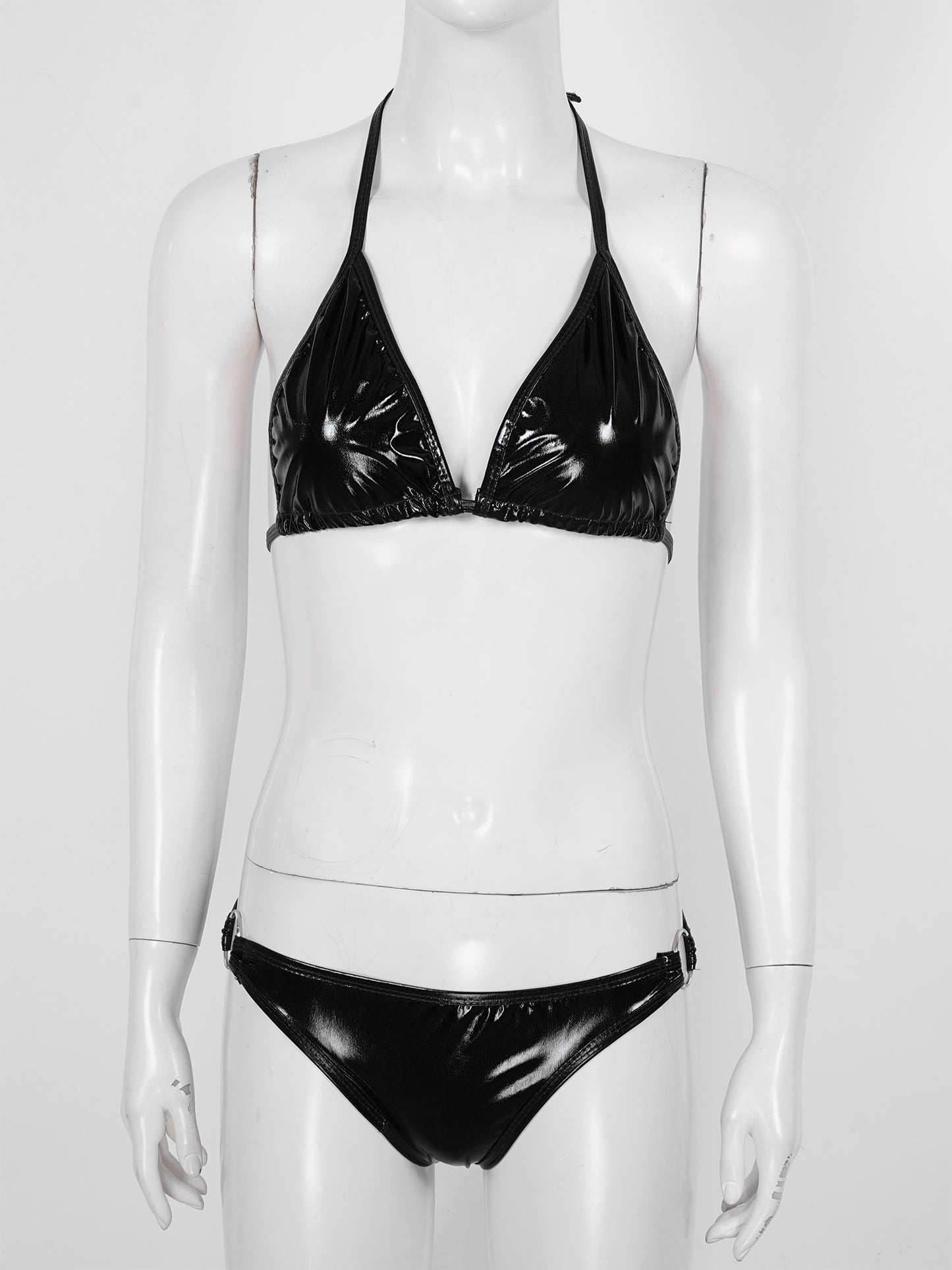 Women's Metallic Shiny Bikini Fashion Set Swimwear Pool Party Bathing Suit Top + Bottom Beachwear Women Swimsuit 2022 New