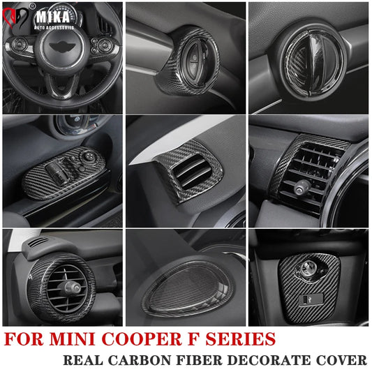 Accesorios interiores de coche para Mini Cooper F54 F55 F56 F57 F60, fibra de carbono auténtica, pegatina decorativa, pieza protectora para coche.