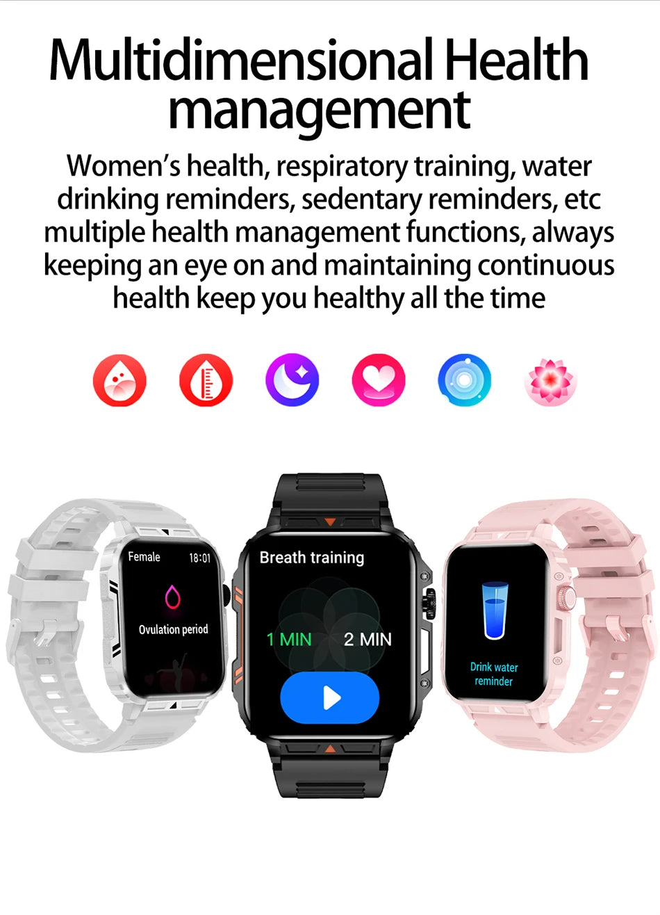 FOXBOX 2025 - Reloj inteligente para hombre y mujer, de 1,95 pulgadas, con Bluetooth, llamadas, IP68, resistente al agua, deportivo y de fitness