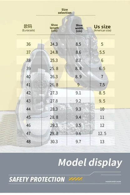 Zapatos de seguridad con botón giratorio para hombre, calzado de trabajo antigolpes y antiperforación, calzado deportivo de moda, botas protectoras de seguridad.