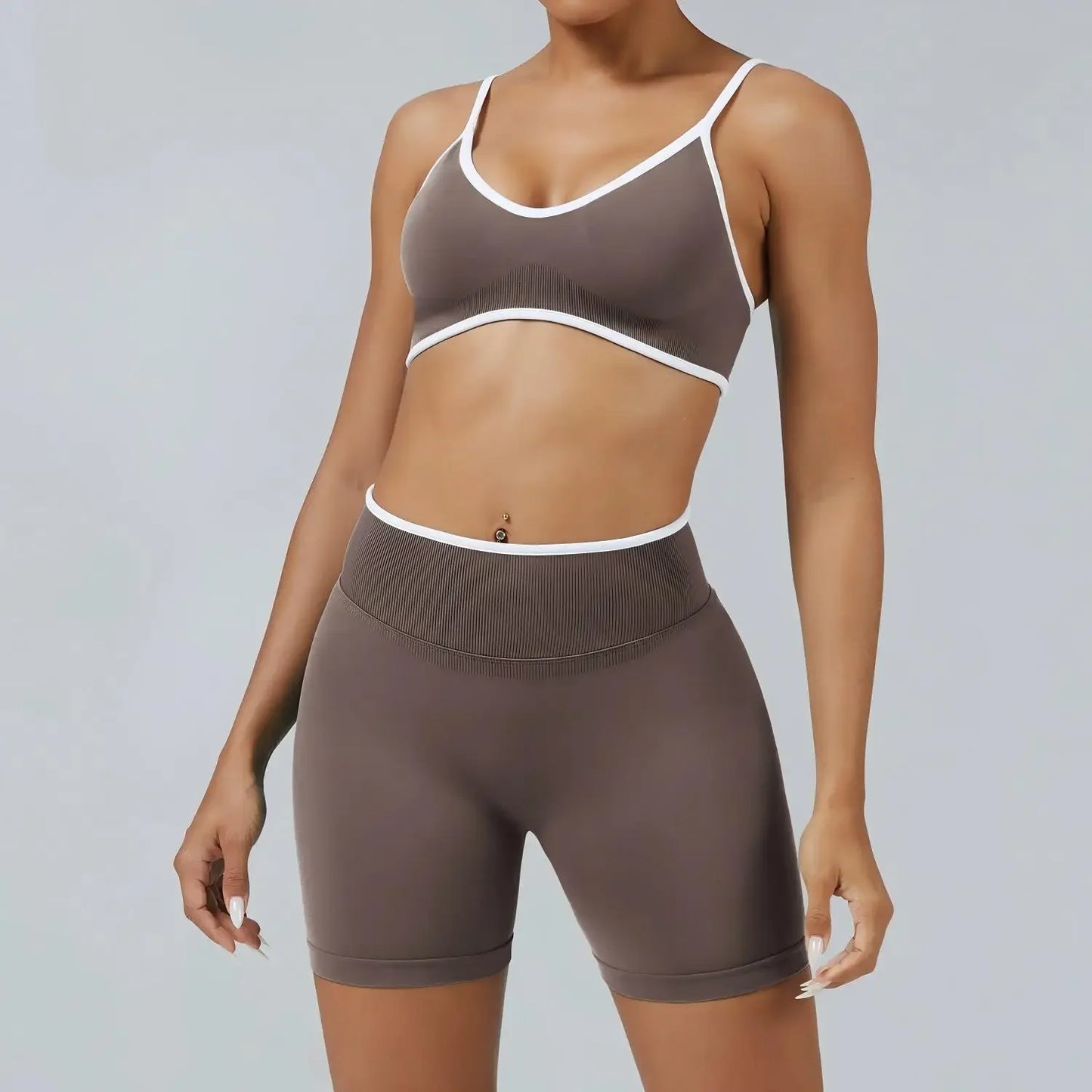 TEVEO Women's Sports Yoga Shorts Fitness Cycling Elastic Sports Pants Ignite Sculpt Scrunch Short Yoga Bra Set leggings