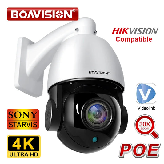 Cámara IP domo de alta velocidad para exteriores, zoom 30x, PoE, PTZ, 4K, 8MP, 5MP, audio H.265, visión nocturna, 80 m, compatible con protocolo Hikvision.