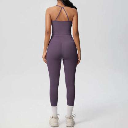 Conjunto de Ropa de Yoga para Mujer, Traje Deportivo, Ropa de Entrenamiento, Chaleco Deportivo sin Mangas, Conjunto de Gimnasio, Mono de Entrenamiento, Ropa Interior Deportiva, Ropa Deportiva