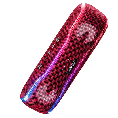 Altavoz Bluetooth inalámbrico rojo WISETIGER F10C, resistente al agua IPX7, para exteriores, con luz RGB BT5.3, estéreo y sonido envolvente.