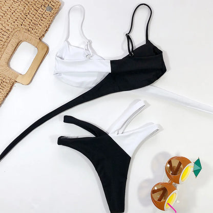 2025 Bikini sexy para mujer, traje de baño con estampado de leopardo y tirantes cruzados, conjunto de bikini para mujer, traje de baño push up, trajes de baño para mujer