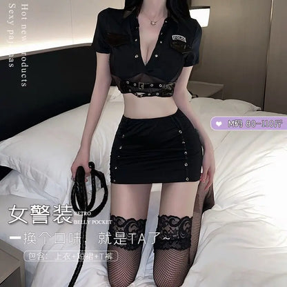 S-XXXL Hot Sale Woman Sexy Police Costume Adult Cop Officer Uniform Halloween Policewomen Cosplay Fancy Dress 2025