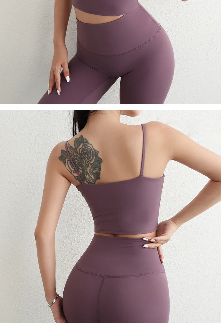 Women Yoga Suit Adjustable Sling Strap Sports Bra U Cut Scrunch Butt Workout Leggings Butt Lifting Excluding pants