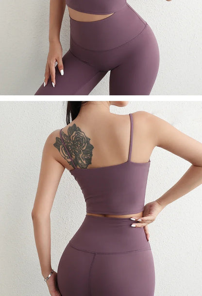 Women Yoga Suit Adjustable Sling Strap Sports Bra U Cut Scrunch Butt Workout Leggings Butt Lifting Excluding pants