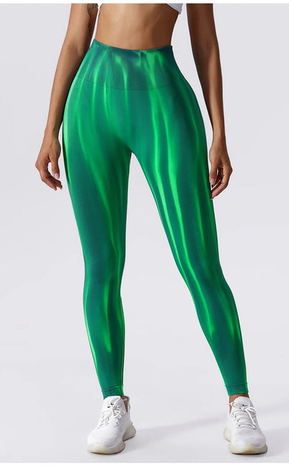 Pantalones de yoga para mujer con estampado tie-dye Cloud Rise, leggings deportivos sexys para gimnasio, mallas sin costuras, pantalones de cintura alta para entrenar.