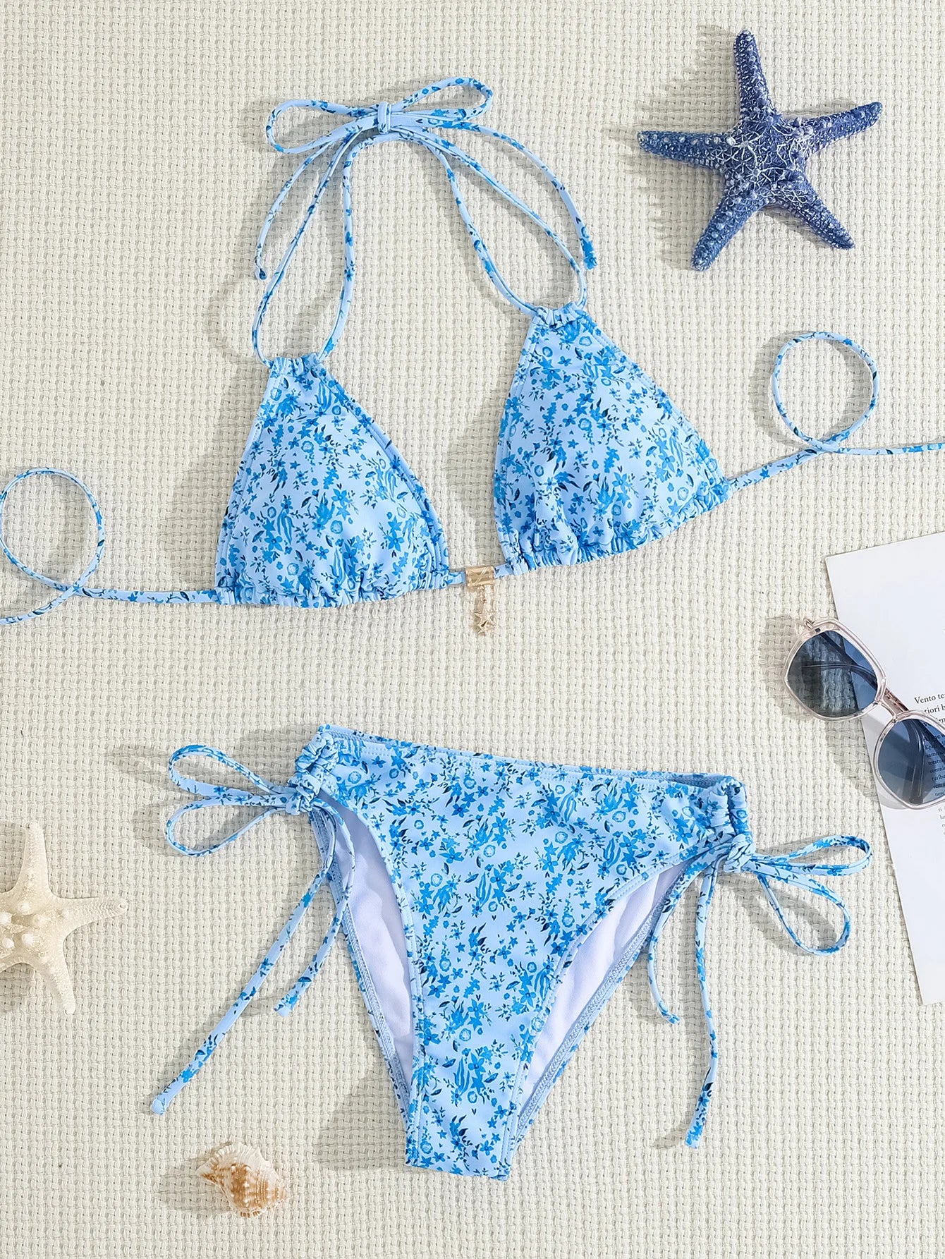 Conjunto de bikini para mujer, novedad de 2025, con tiras laterales ajustables, traje de baño de alta gama, sexy, de dos piezas, para playa, de verano, push up.