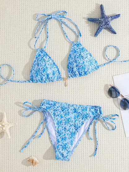 Conjunto de bikini para mujer, novedad de 2025, con tiras laterales ajustables, traje de baño de alta gama, sexy, de dos piezas, para playa, de verano, push up.