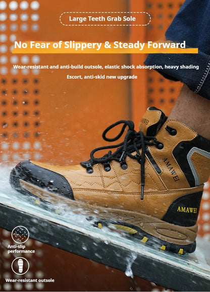Botas de seguridad para hombre, con punta de acero, antiperforación, anticaídas, indestructibles, antideslizantes, impermeables