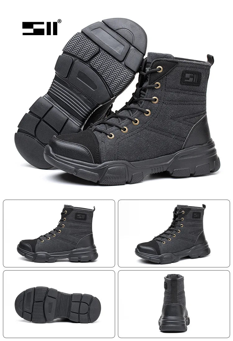 Botas de trabajo nuevas, indestructibles, zapatos de seguridad anti-aplastamiento, zapatos con puntera de acero para hombre, zapatillas a prueba de pinchazos, zapatos de trabajo antideslizantes.