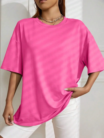 Camisetas de algodón suaves de manga corta de color liso para mujer, ropa deportiva, transpirables y cómodas, camiseta holgada básica que combina con todo para mujer