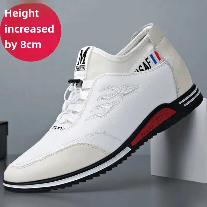 Zapatillas deportivas informales de moda para hombre, con aumento de altura invisible de 6 a 8 cm, de cuero auténtico, para verano.