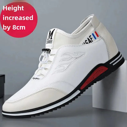 Zapatillas deportivas informales de moda para hombre, con aumento de altura invisible de 6 a 8 cm, de cuero auténtico, para verano.