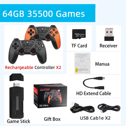 Consolas de videojuegos Velec, controlador inalámbrico doble de 2,4 G, 4K, 20 000 juegos, 64 GB, juegos retro, regalo para TV.