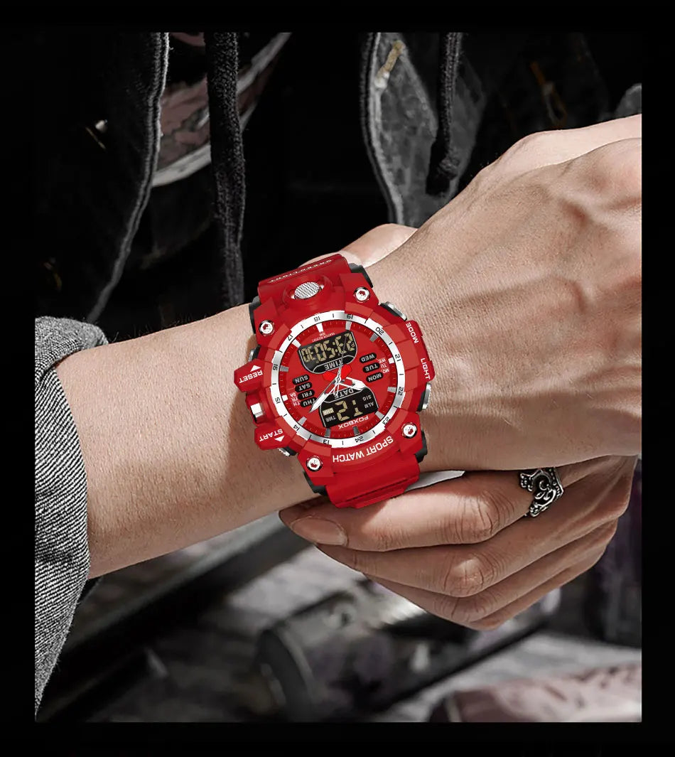 LIGE Reloj Original para Hombre, Reloj de Pulsera Deportivo Militar de Moda con Cronógrafo de Cuarzo, Relojes de Lujo con Doble Pantalla LED y Calendario para Hombre