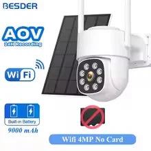 Cámara solar BESDER 4G con tarjeta SIM, 4MP, AOV, grabación de vídeo 24/7, batería de 9000mAh, detección humana, cámara IP de videovigilancia iCSee