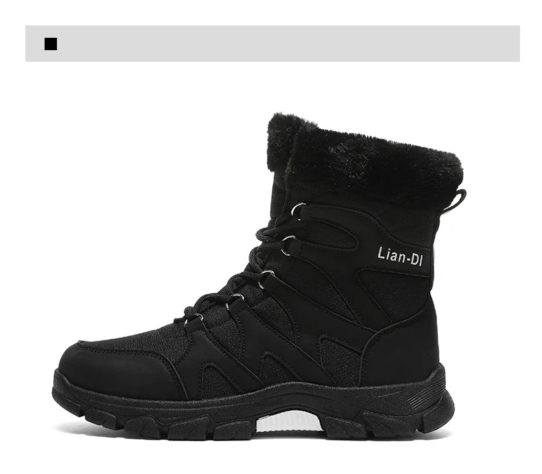 Nuevas botas de invierno para hombre, cálidas y afelpadas, hasta media pantorrilla, para exteriores, antideslizantes, impermeables, para nieve, zapatos de algodón a la moda para hombre.