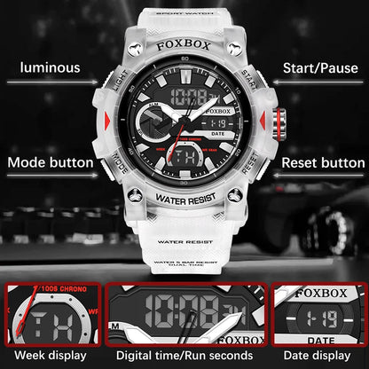 Reloj militar digital LIGE para hombre, resistente al agua hasta 50 m, LED, de cuarzo, deportivo, grande, masculino