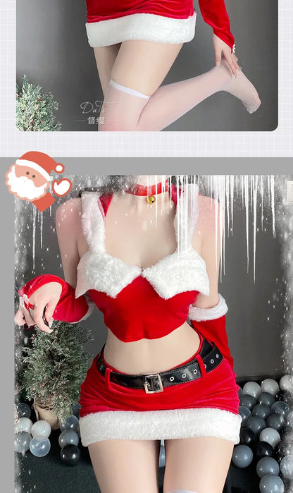 Christmas Party Dress Cos Costume Red New Year Uniform Sexy Rabbit Girl Uniform Role Outfit Sexy Nightdress Underwear