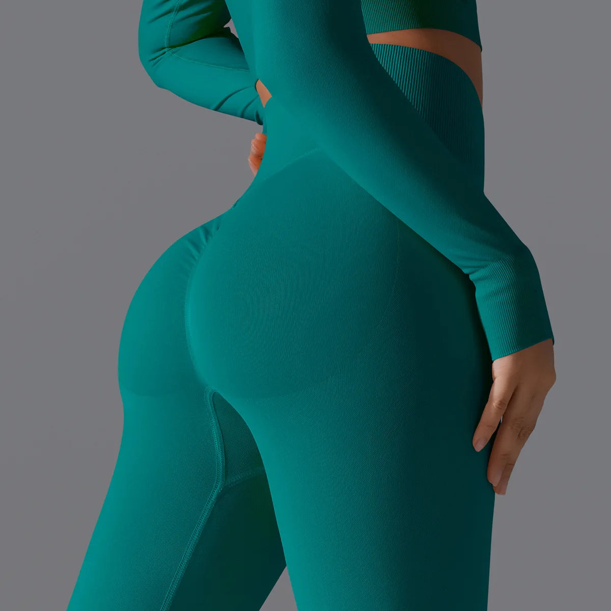 Leggings deportivos de yoga para mujer, sin costuras, cintura alta, elásticos, color sólido, para gimnasio, correr, secado rápido, realce y efecto moldeador.