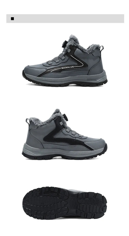 Botas de nieve para hombre, botas de senderismo cálidas y cómodas para invierno, zapatillas deportivas para hombre para exteriores, calzado deportivo impermeable, calzado de senderismo resistente al desgaste