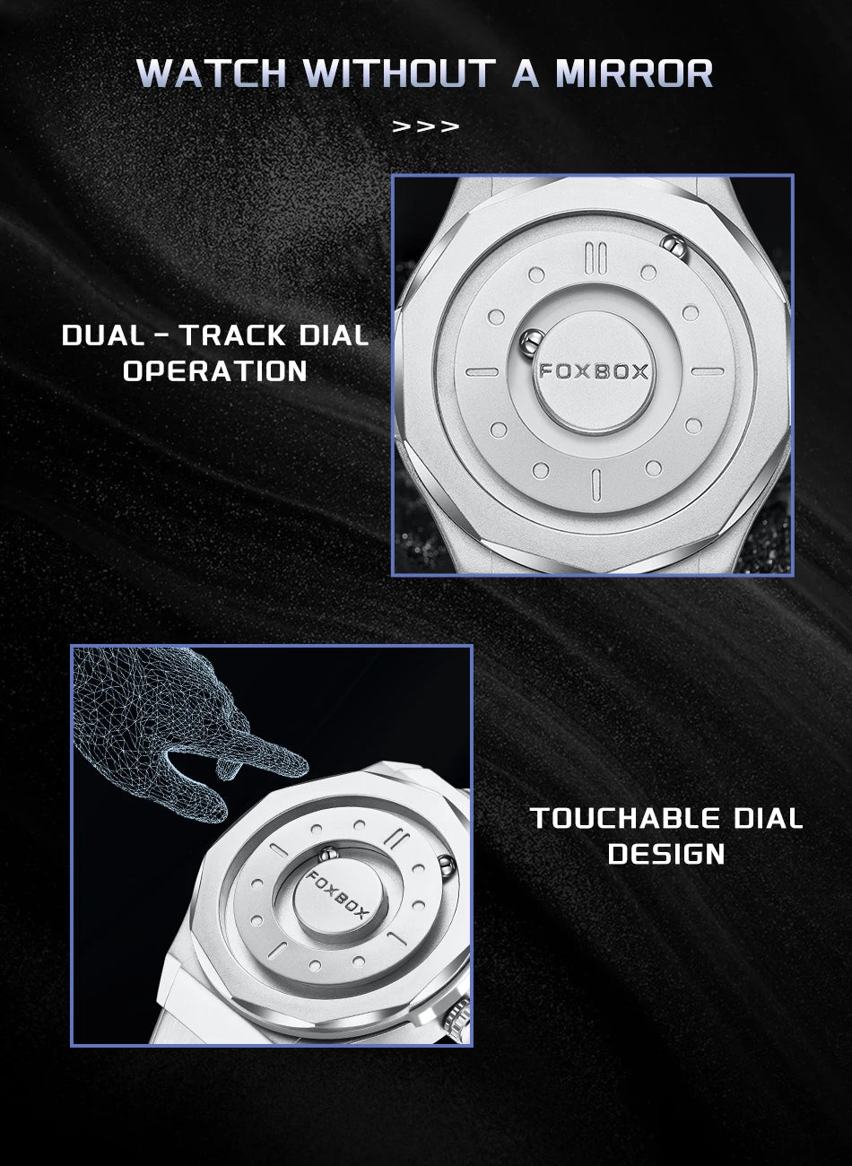 FOXBOX Reloj de negocios de lujo para hombre, resistente al agua hasta 30 m, diseño personalizado, correa de acero inoxidable, reloj de cuarzo para hombre, regalo de moda