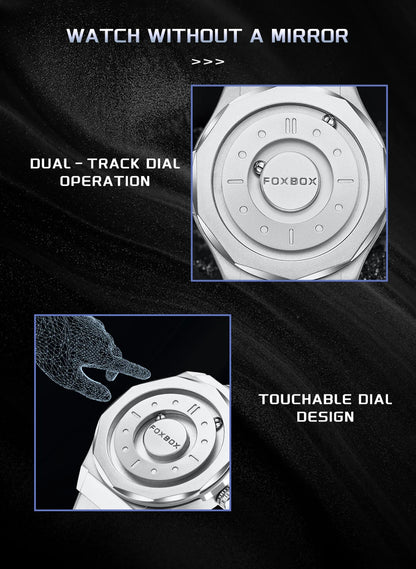 FOXBOX Reloj de negocios de lujo para hombre, resistente al agua hasta 30 m, diseño personalizado, correa de acero inoxidable, reloj de cuarzo para hombre, regalo de moda