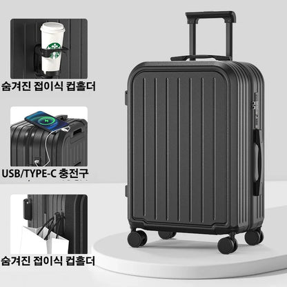 Maleta de 20, 22, 24, 26 y 28 pulgadas con ruedas y portavasos, ideal para viajes de negocios.