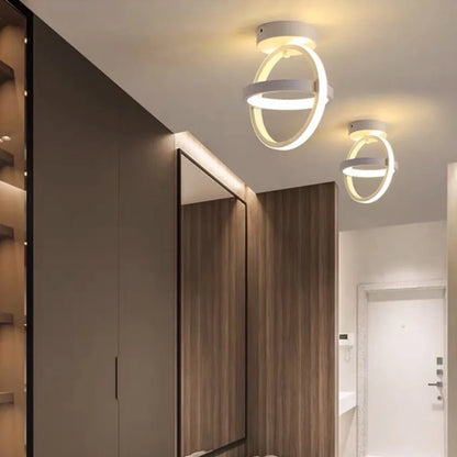 Lámpara de techo LED moderna de 2 anillos con diseño creativo. Ideal para interiores: pasillo, balcón, oficina.