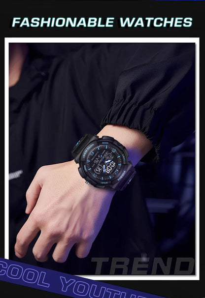 Relojes LIGE nuevos para hombre, 50 m resistentes al agua, reloj con alarma, reloj hombre, pantalla LCD dual, reloj de pulsera de cuarzo, deportivo militar, para hombre.