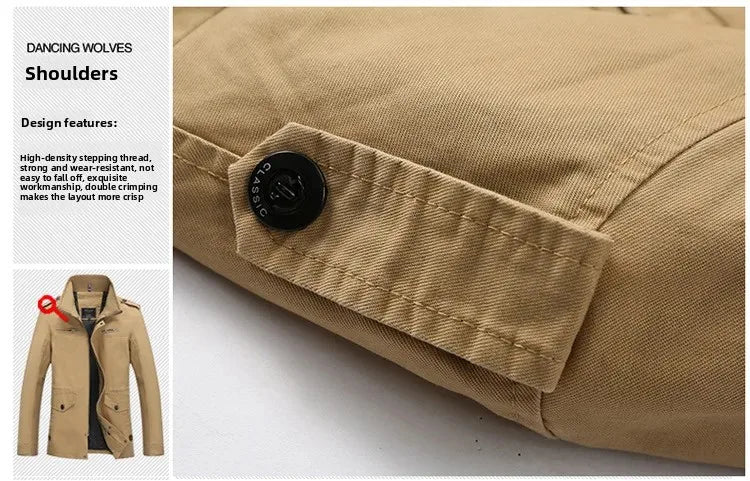Chaqueta informal de algodón puro lavado para hombre, estilo primavera/otoño, ligera, cortavientos juvenil y a la moda. Abrigo ligero de verano.