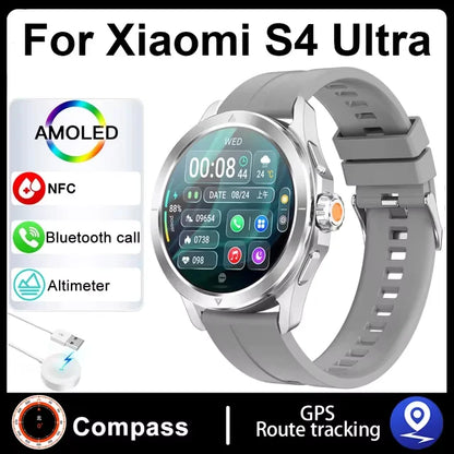 S4 Ultra para Xiaomi Pulsera Inteligente Reloj para Hombre Pantalla AMOLED HD Llamadas Bluetooth GPS Trayectoria NFC Frecuencia Cardíaca Brújula SmartWatches