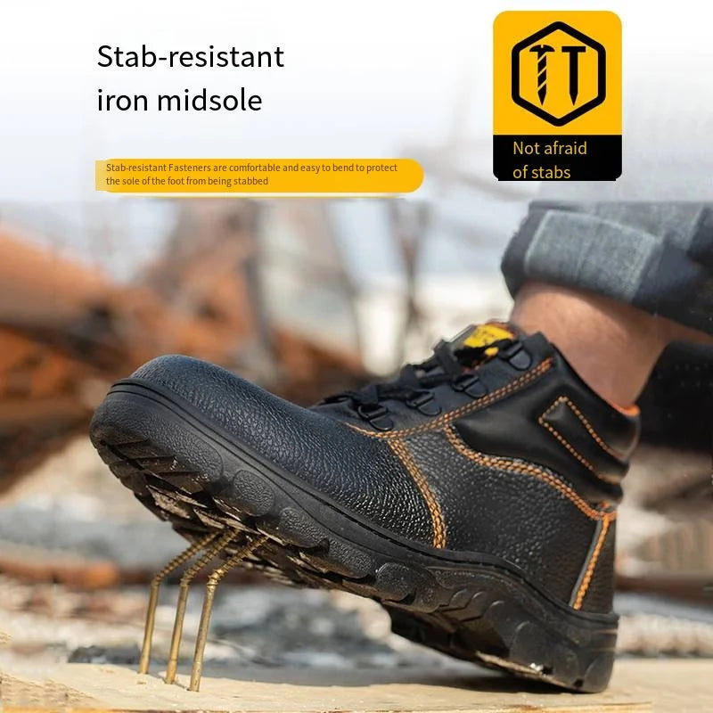 Calzado de seguridad cómodo, resistente a pinchazos, con puntera de acero, para hombre. Resistente al agua, antideslizante y resistente a la abrasión.