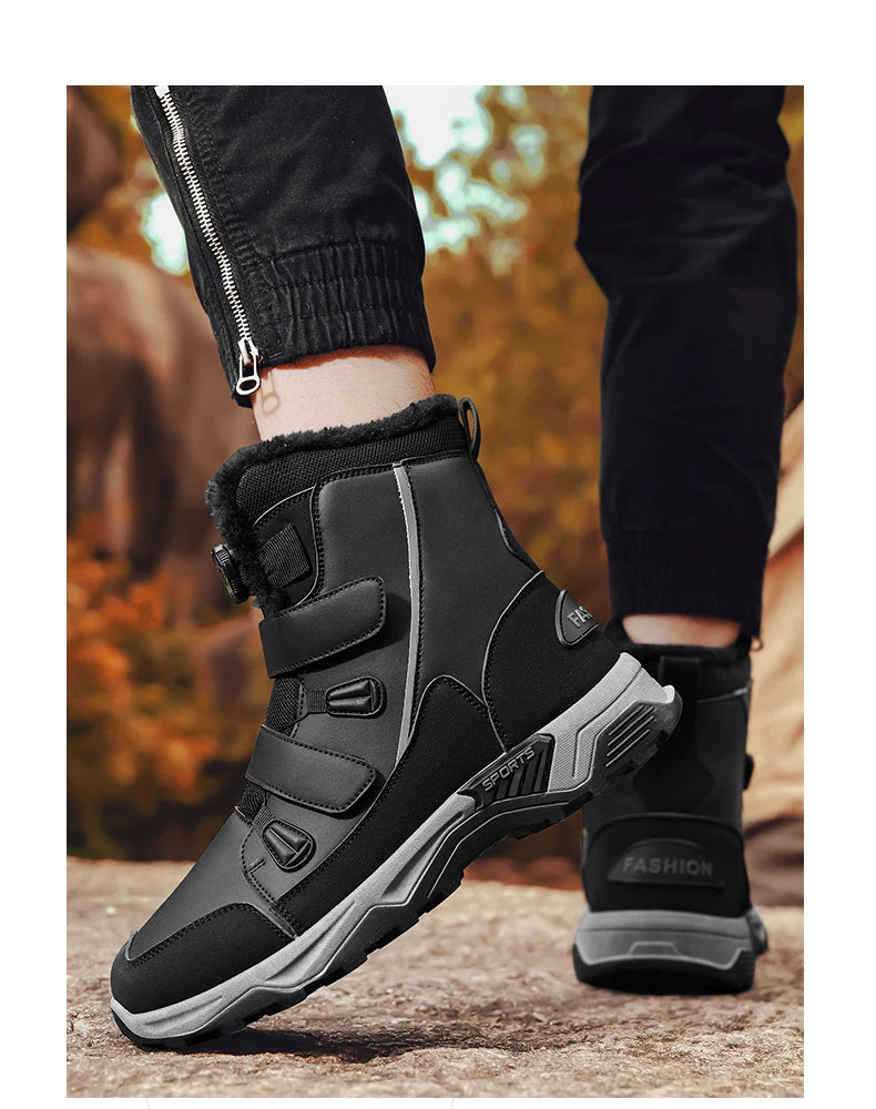 Botas de nieve impermeables para hombre, con entresuela, cálidas, para exteriores, antideslizantes y resistentes a la abrasión.