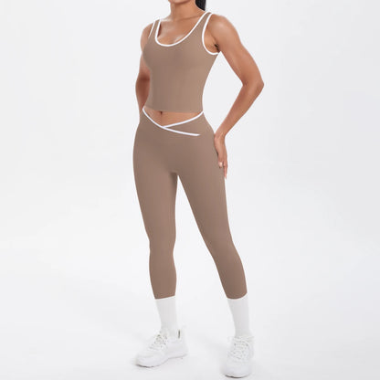 Conjunto de 2 piezas de pantalones de yoga con espalda descubierta y leggings para correr, de cintura alta, con estampado de melocotón y glúteos, para fitness y deportes.