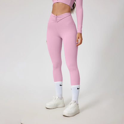 Conjunto de yoga para mujer: camiseta de manga larga, ropa deportiva, top corto, leggings de cintura alta y conjunto deportivo.