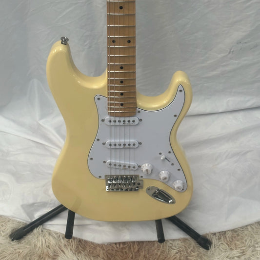 Guitarra eléctrica OEM de alta calidad con envío gratuito, mástil de arce y diapasón de arce con muescas, mástil sándwich, guitarra con incrustaciones de lunares.