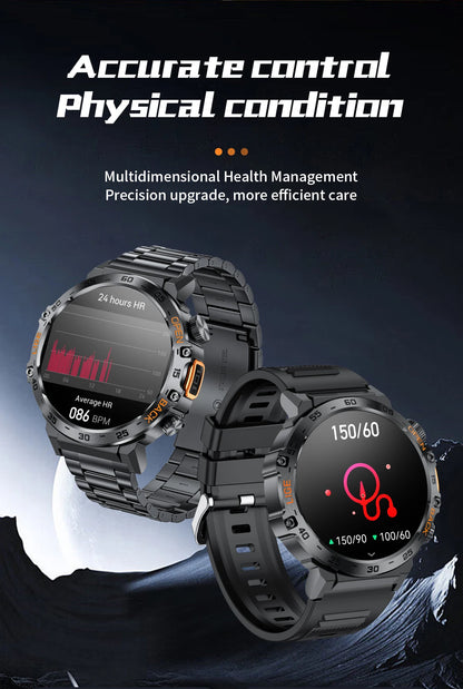 Nuevo reloj inteligente militar para hombre, pantalla AMOLED HD de 360*360, resistente al agua, con linterna LED, deportivo, para Android e iOS.