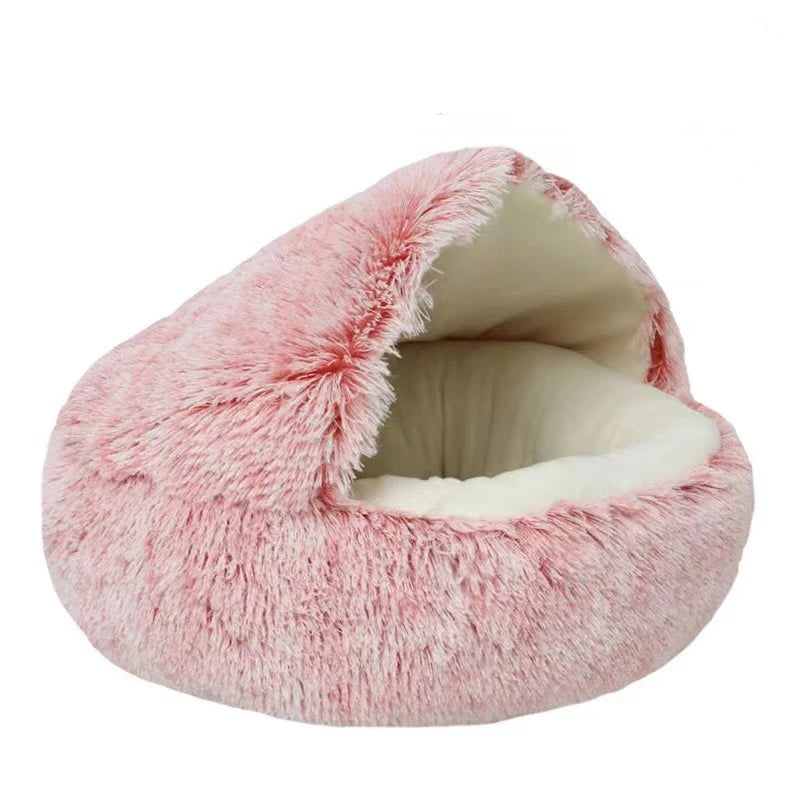Cama de felpa suave para mascotas con funda, redonda, colchón para mascotas, cálida, nido para dormir para perros pequeños y gatitos.