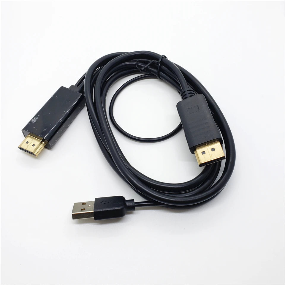 Cable HDMI a DP de 1,8 m (4K, 60 Hz), adaptador convertidor HDMI 2.0 a DisplayPort de 1,8 m (6 pies) con cable de alimentación USB para PS5, PS4 Pro, PC y portátil.