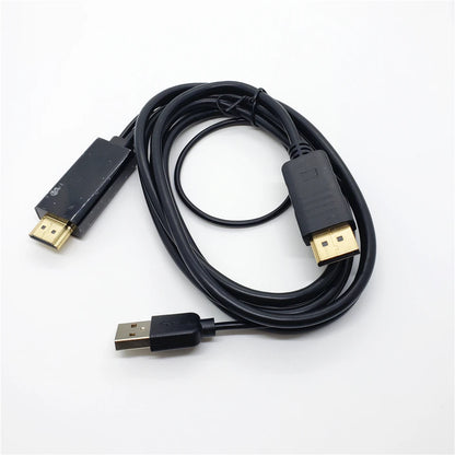 Cable HDMI a DP de 1,8 m (4K, 60 Hz), adaptador convertidor HDMI 2.0 a DisplayPort de 1,8 m (6 pies) con cable de alimentación USB para PS5, PS4 Pro, PC y portátil.
