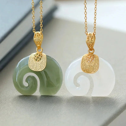 Colgante de elefante de jade hetiano de piedra natural, cadena chapada en oro de 18 quilates, collar, gargantilla, joyería para mujer, cumpleaños y aniversario.