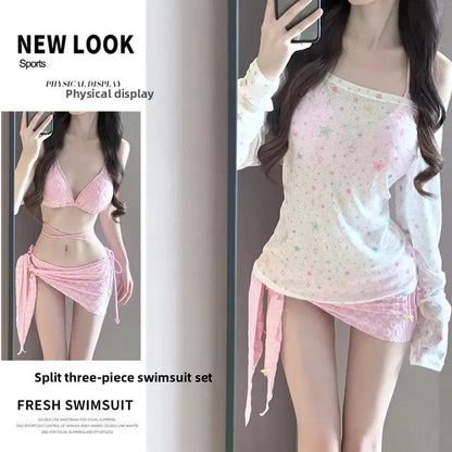 Conjunto de bikini sexy para mujer, traje de baño Pure Desire de cuatro piezas, traje de baño termal de spa para vacaciones