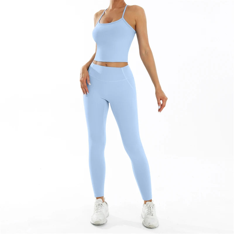 Conjunto deportivo Nude Feel Fitness para mujer, chándal sexy para yoga, ropa deportiva para gimnasio, leggings y ropa interior, ropa de entrenamiento para mujer