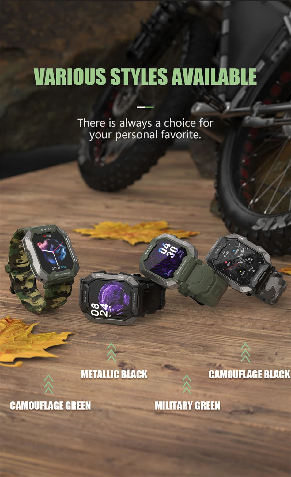 Reloj inteligente militar para hombre, color negro carbono, ultradelgado, resistente al agua hasta 5 ATM, deportivo, con monitor de frecuencia cardíaca y oxígeno en sangre (2024).