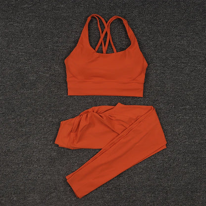 SOISOU Conjunto de yoga de nailon para mujer, chándal deportivo, leggings de gimnasio, sujetador para mujer, almohadilla para el pecho, cadera extraíble en forma de V, ropa para mujer