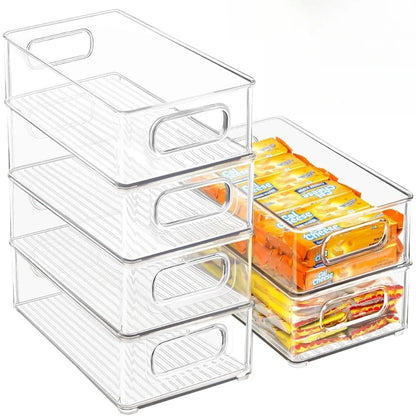1/2/3 contenedores transparentes para despensa con asas, organizadores apilables para refrigerador, contenedores organizadores para gabinetes o refrigeradores
